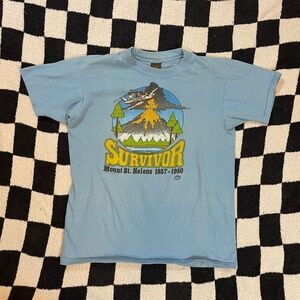 vintage 1980s mt st. helens survivor graphic shirt size large made in usa